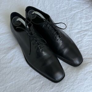 Ferragamo SS24 Black Leather Oxfords by Maximilian Davis